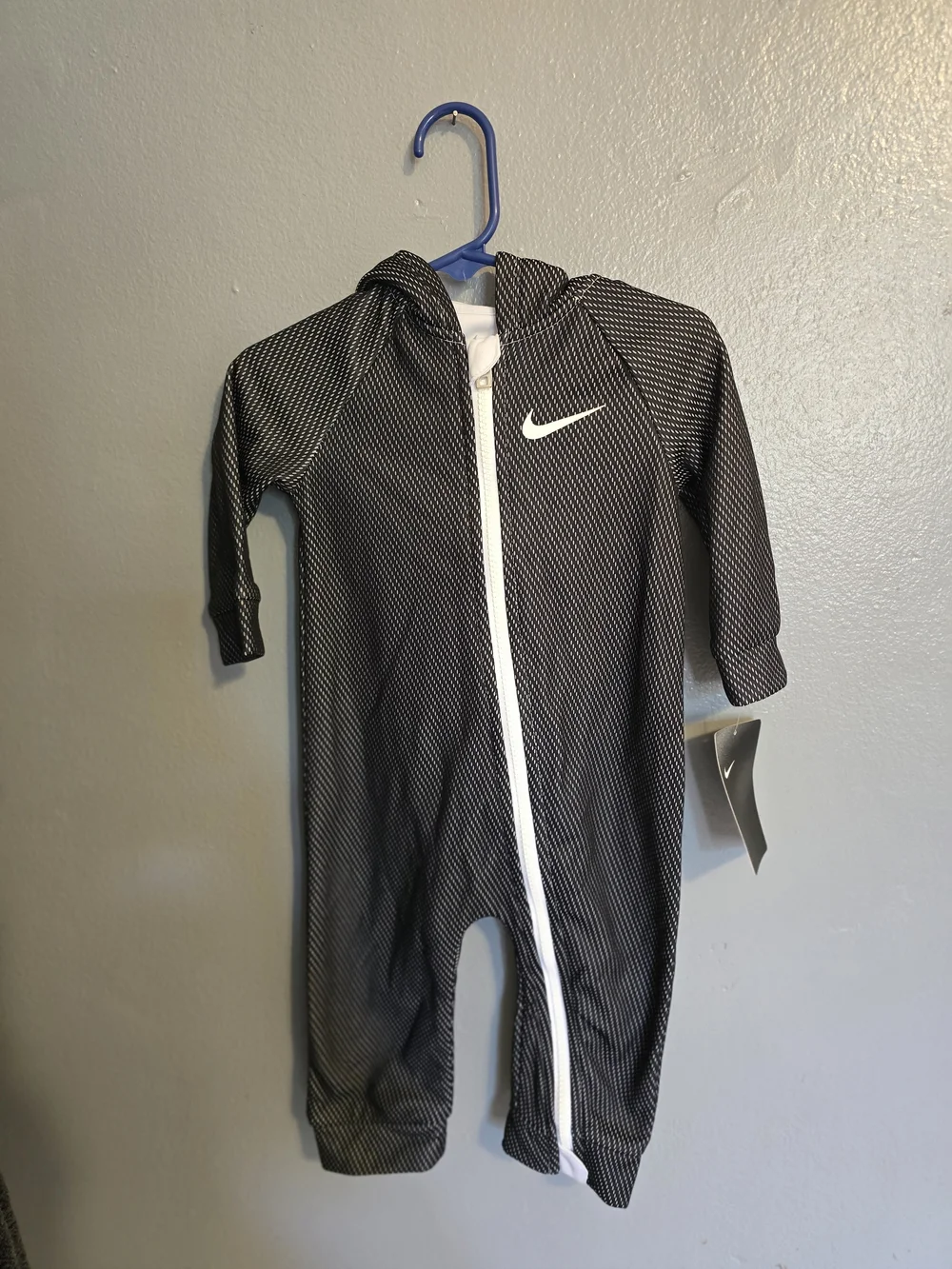Nike Black & White Infant Hooded Zip One-Piece